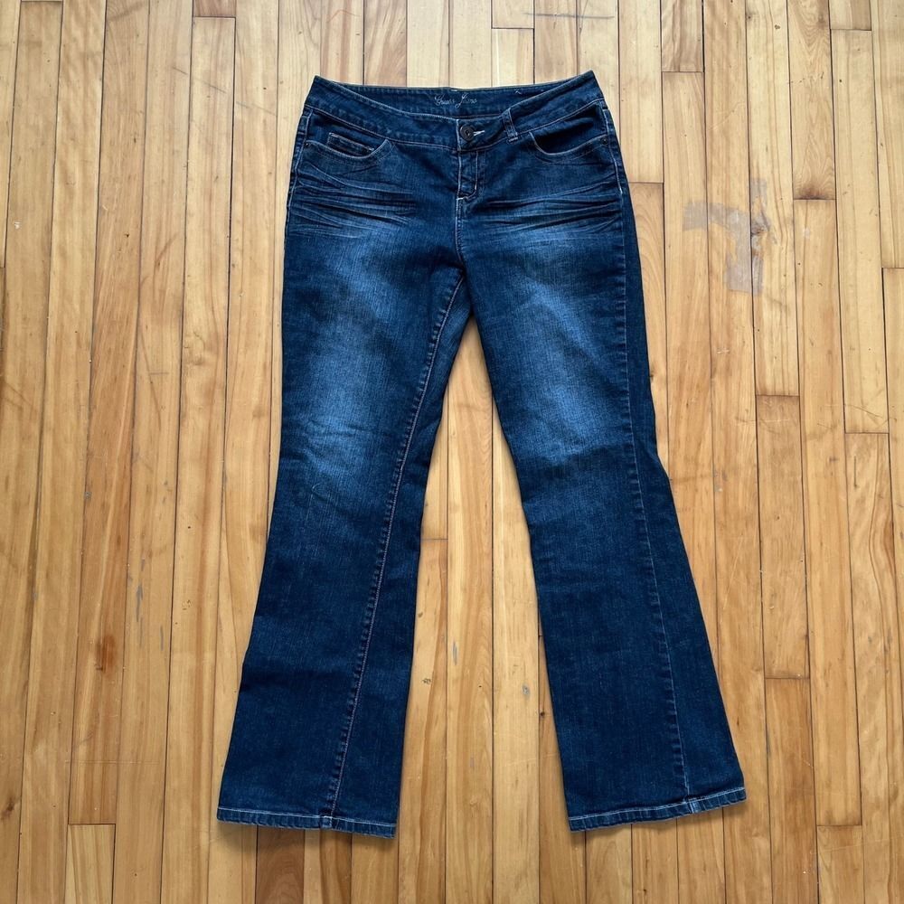 Guess Jeans Womens 32 Dark Wash Rhinestone Logo Low Rise Bootcut Denim Q8201201
